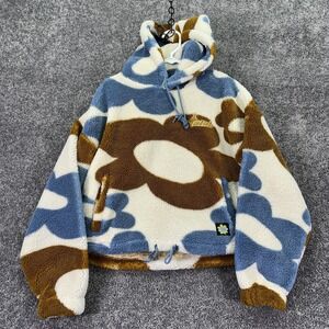 A-Lab Hoodie Womens Small Multicolor Fleece Pullover Retro Flower Logo City